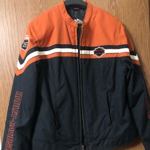 Harley Davidson Ladies Motorcycle Orange and Black Jacket